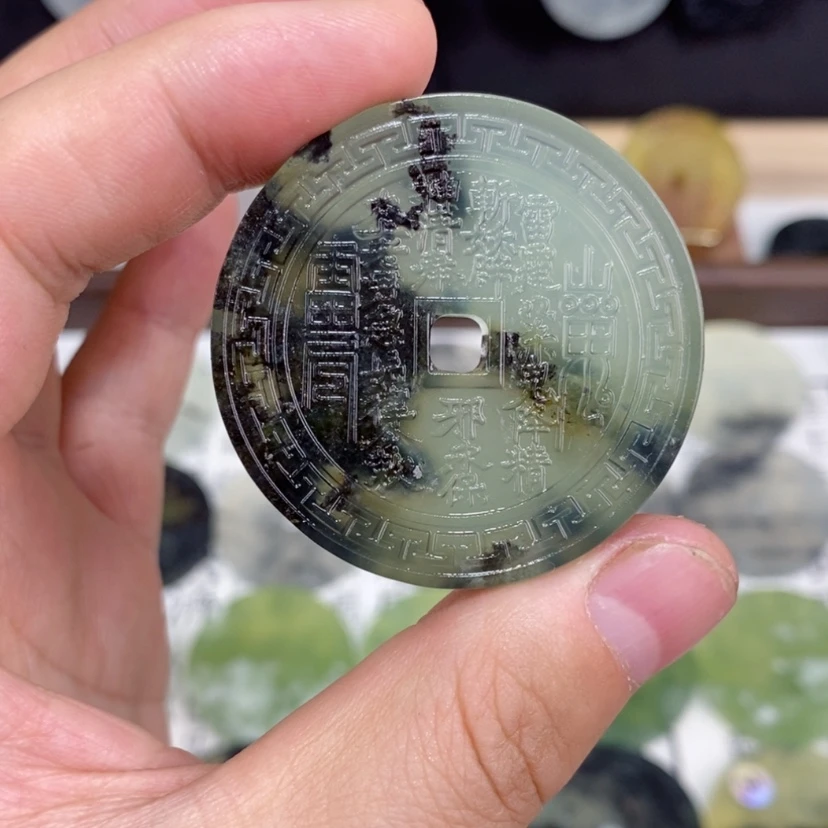 【闪购商品】岫玉未镶嵌颈饰岫玉山鬼花钱吊坠