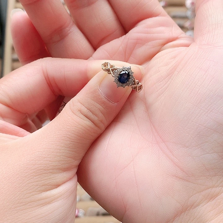 戒指蓝宝石银S925镶嵌
