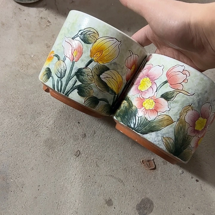 景德镇手绘花盆满38包邮