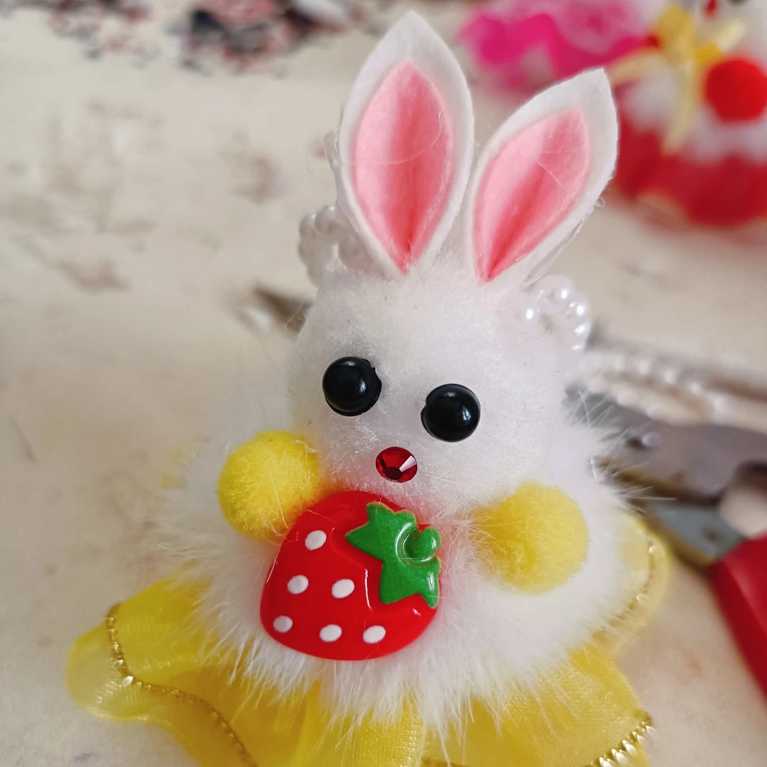 毛绒兔子材料包手提发光款式适合儿童diy