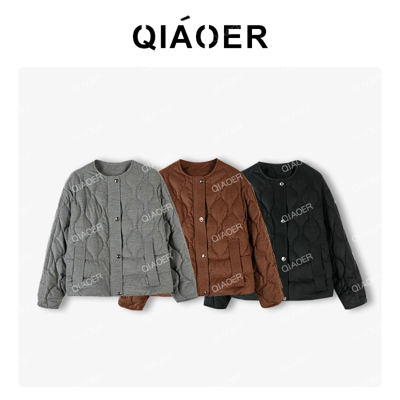 乔儿定制【质感暖炉】羊毛混纺90白鸭绒休闲简约羽绒服女轻薄外套潮