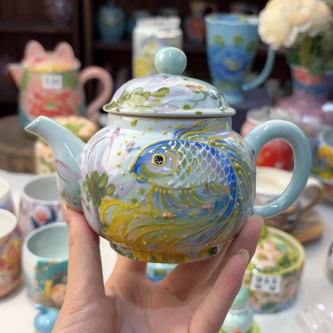 景德镇手绘高温釉下彩陶瓷茶具