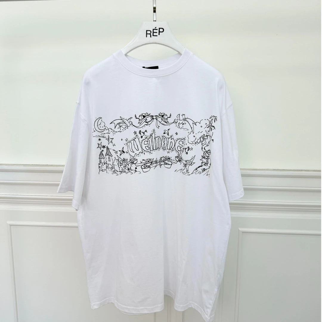 REP-WE11DONE设计师品牌白色结尾字幕T恤 25FW新款