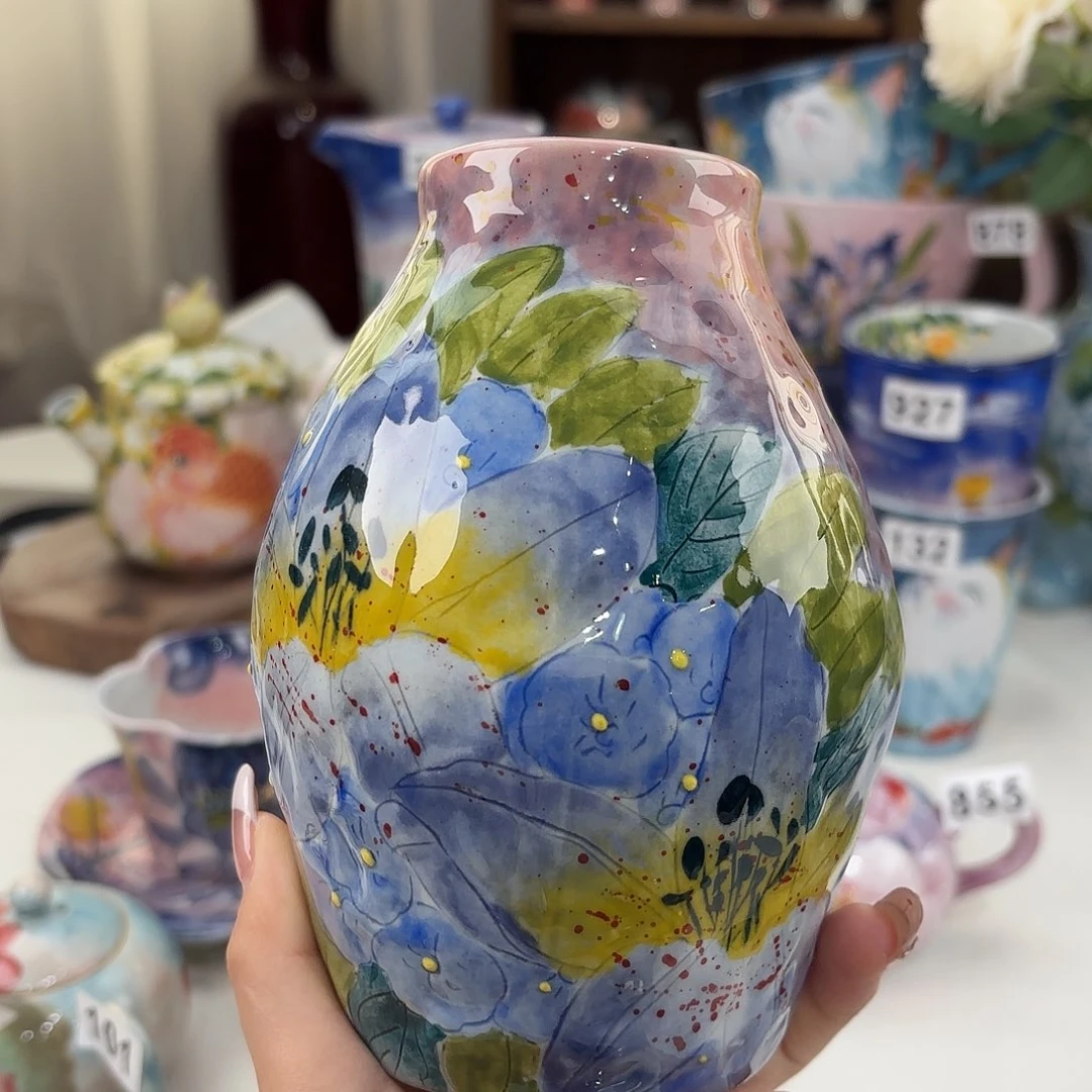 瓷片景德镇手绘高温釉下彩陶瓷茶具