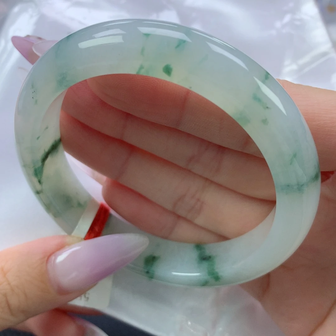 翡翠手镯未镶嵌缅甸天然翡翠A货55.9