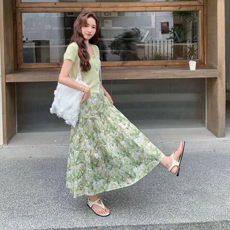 【555】多款松紧腰百搭碎花半身裙