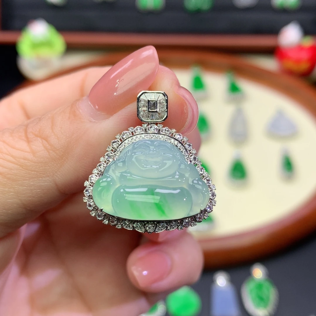 翡翠18K金镶嵌吊坠(不含链)