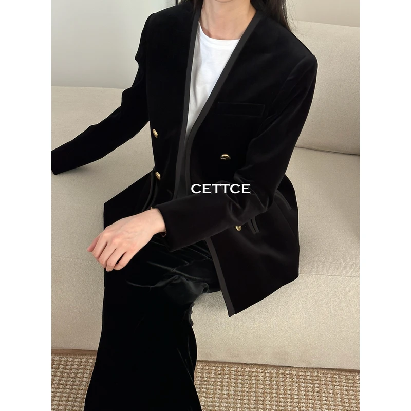 CETTCE 现货 Blaze Milano 经典双排扣丝绒无领西装外套