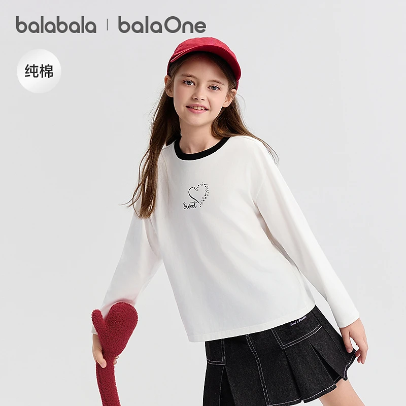 【balaOne】巴拉巴拉童装女童长袖t恤儿童2025新秋纯棉洋气休闲上衣