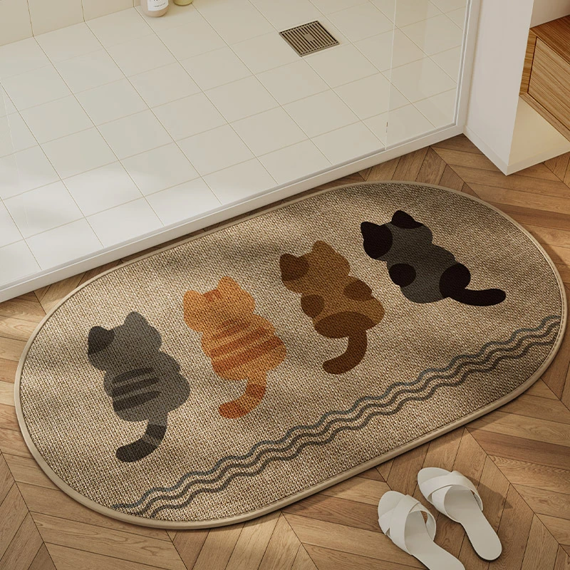 亚麻编织浴室地垫卫生间吸水垫门口防滑垫子脚垫洗手间进门垫地毯