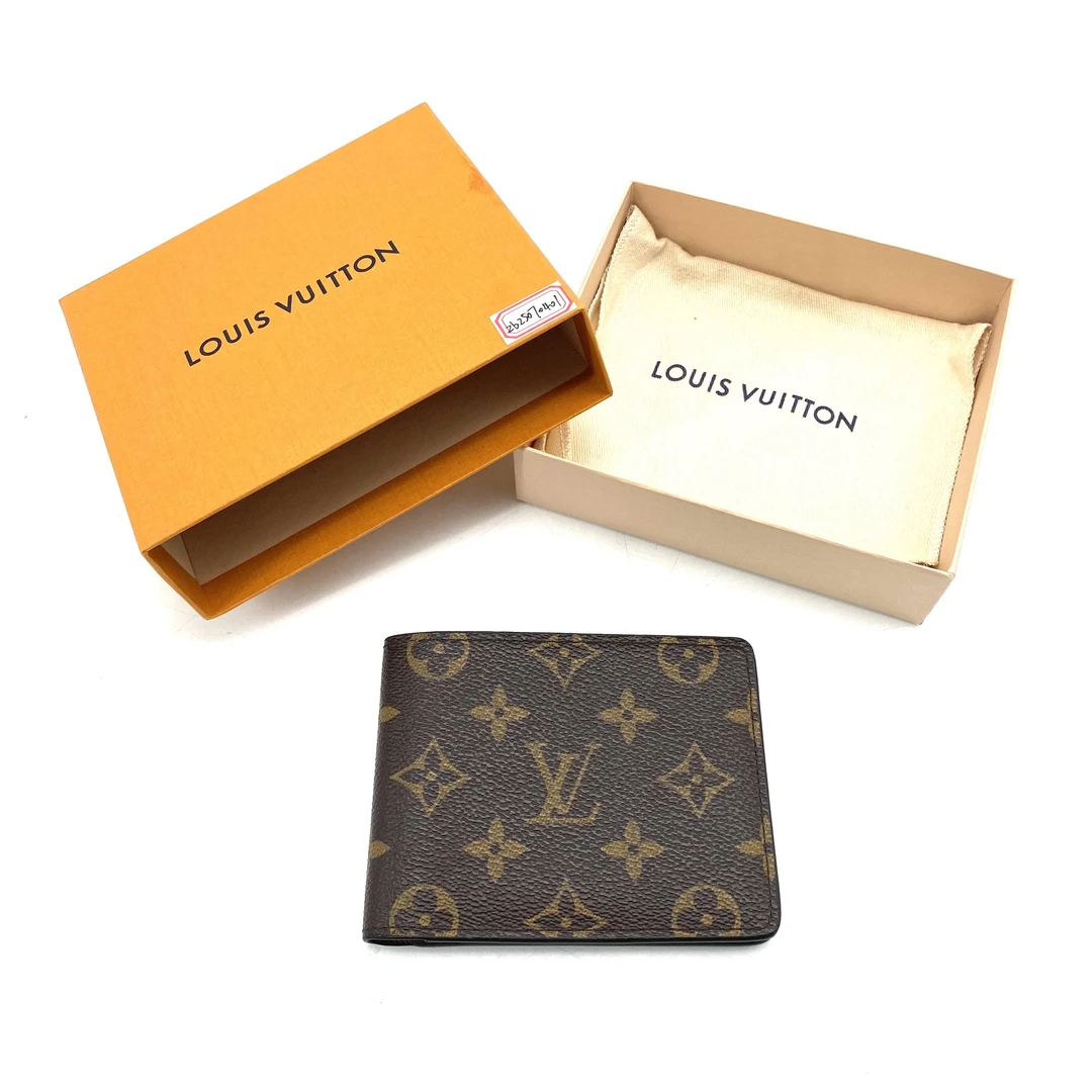 99新 LouisVuitton/路易威登 棕老花短款对折钱包 尺寸11/9
