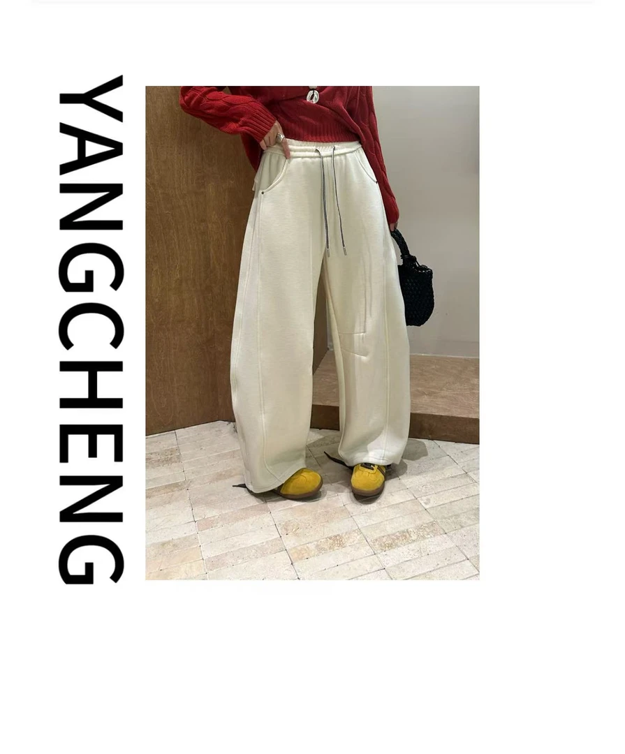 【YC-卫裤】运动高腰时尚休闲百搭宽松垂感抽绳显瘦