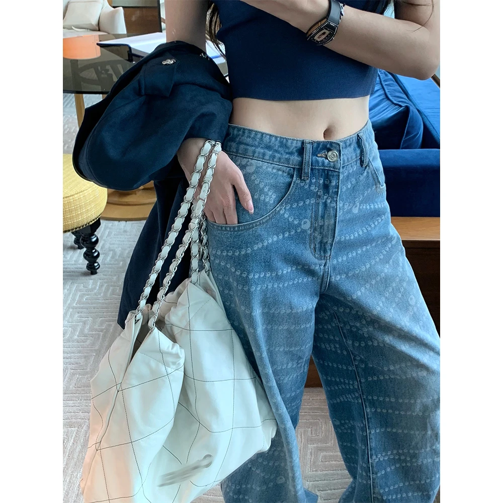 「Pearl珍珠牛仔!!!裤王一条难求」激光烧花工艺 繁复珍珠图案