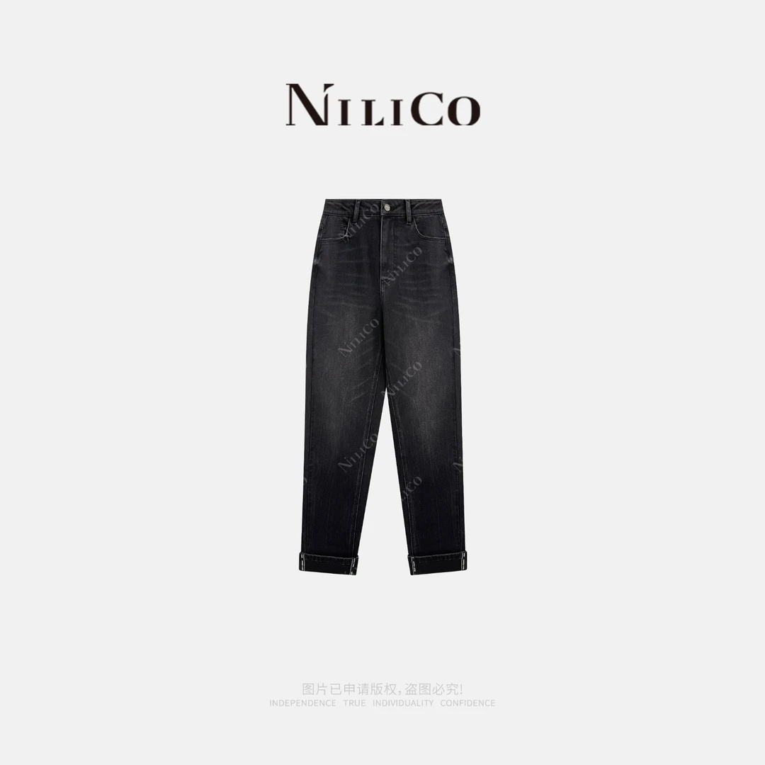 NILICO【非凡神裤】百搭休闲显腿长腿直高腰微弹直筒牛仔裤