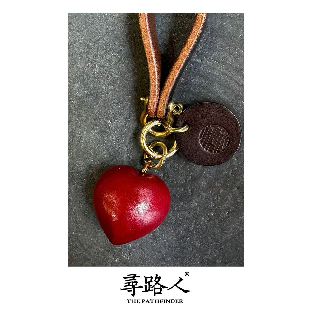 寻路人手工立体复古缝线可爱重工胖心挂件男士斜挎包