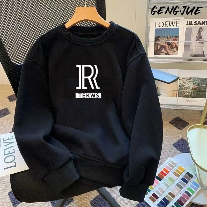 雅鹿男装时尚男女同款潮流休闲时尚百搭圆领秋冬运动宽松情侣卫衣