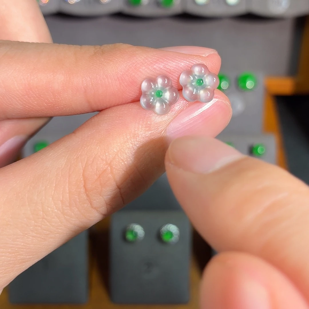 翡翠银S925镶嵌耳饰耳饰