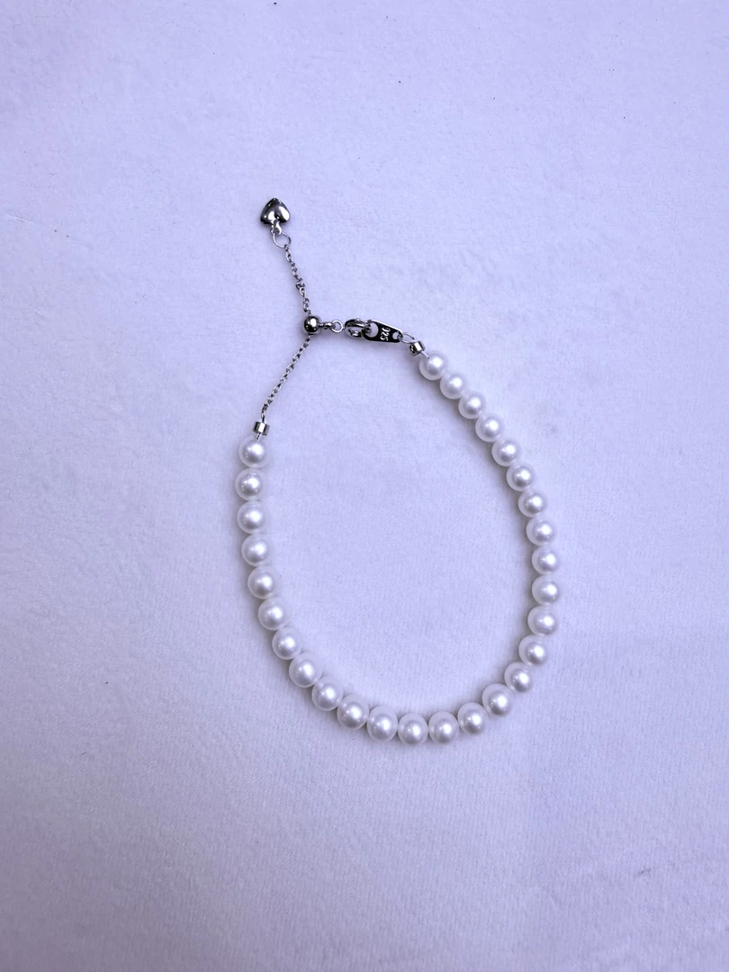 【抽拉尾链】5mm天然淡水珍珠手链气质时尚百搭简约经典可调节