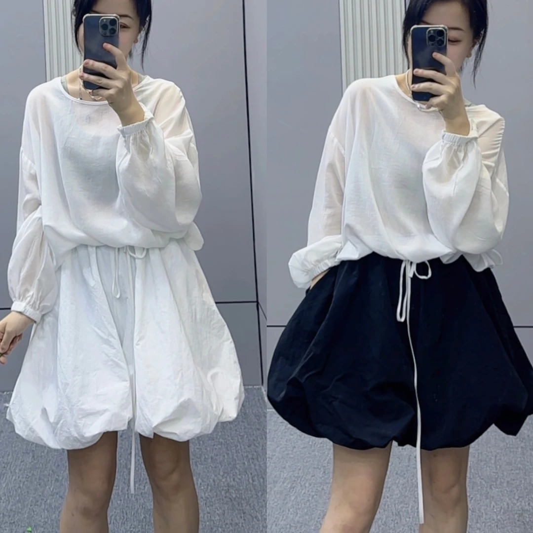 双双韩版宽松高腰裙裤夏季短裤纯色休闲百搭