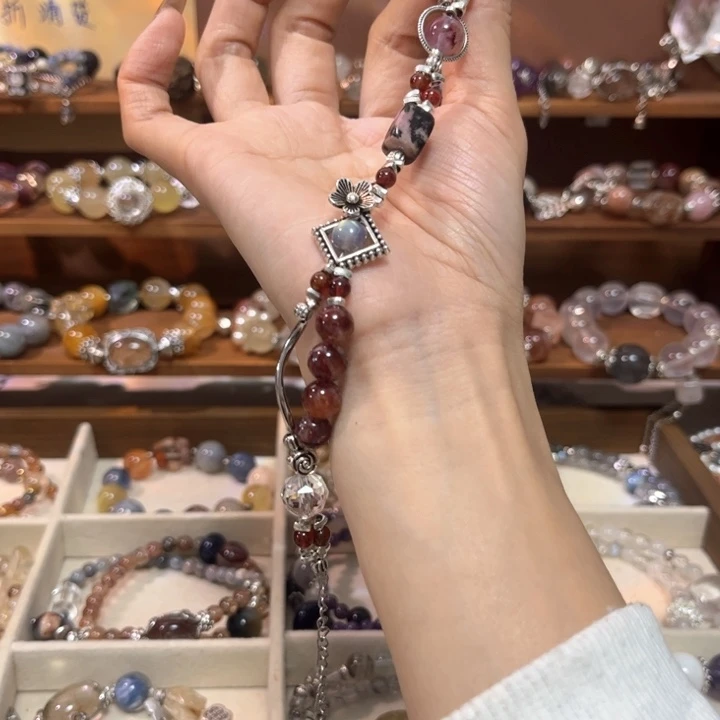 银S925镶嵌手链烟晶