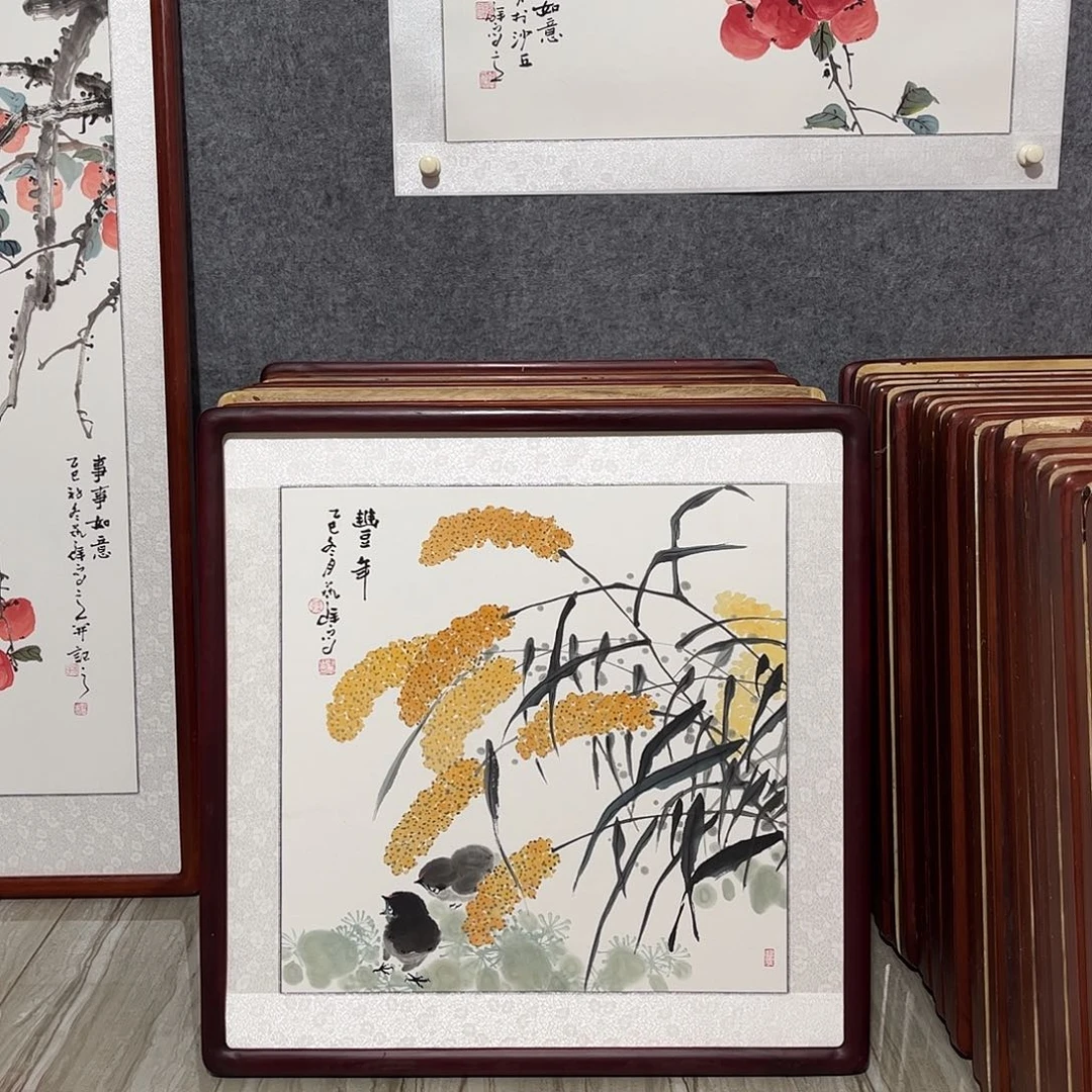 国画书画作品带框63×63