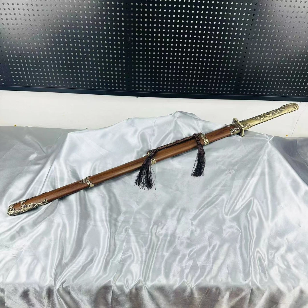 水龙唐横刀龙泉一体龙骨制作花纹钢鸡翅木翘工艺品收藏品未开刃