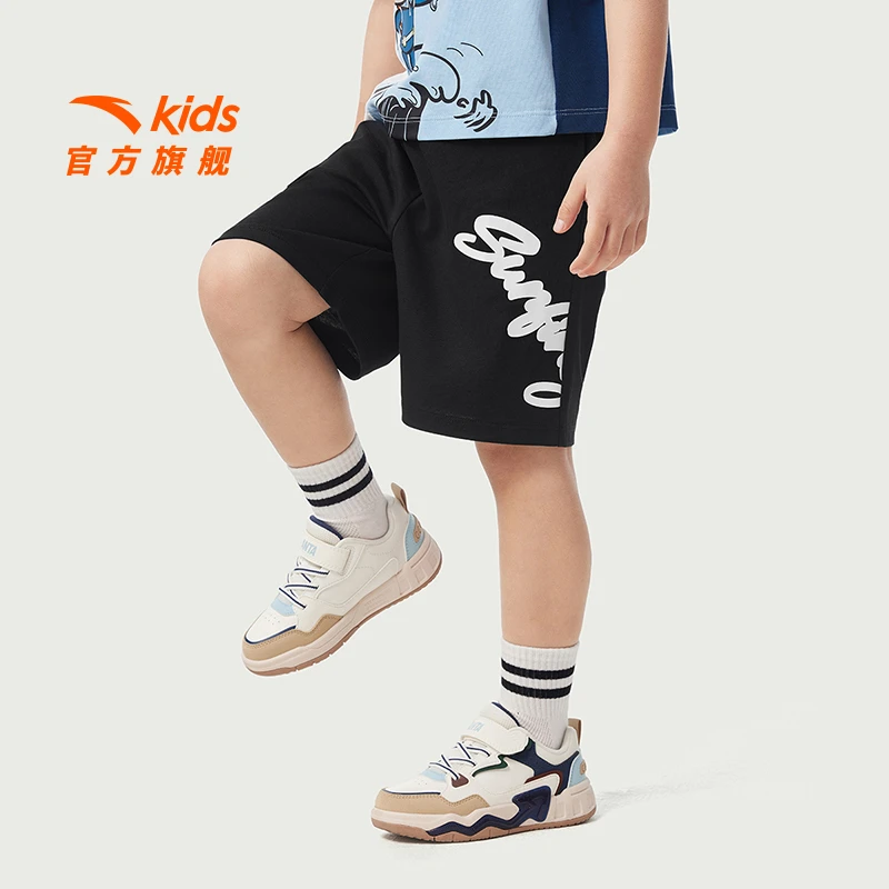 安踏儿童男小童针织五分裤2025年夏季新款透气舒适儿童宽松短裤潮