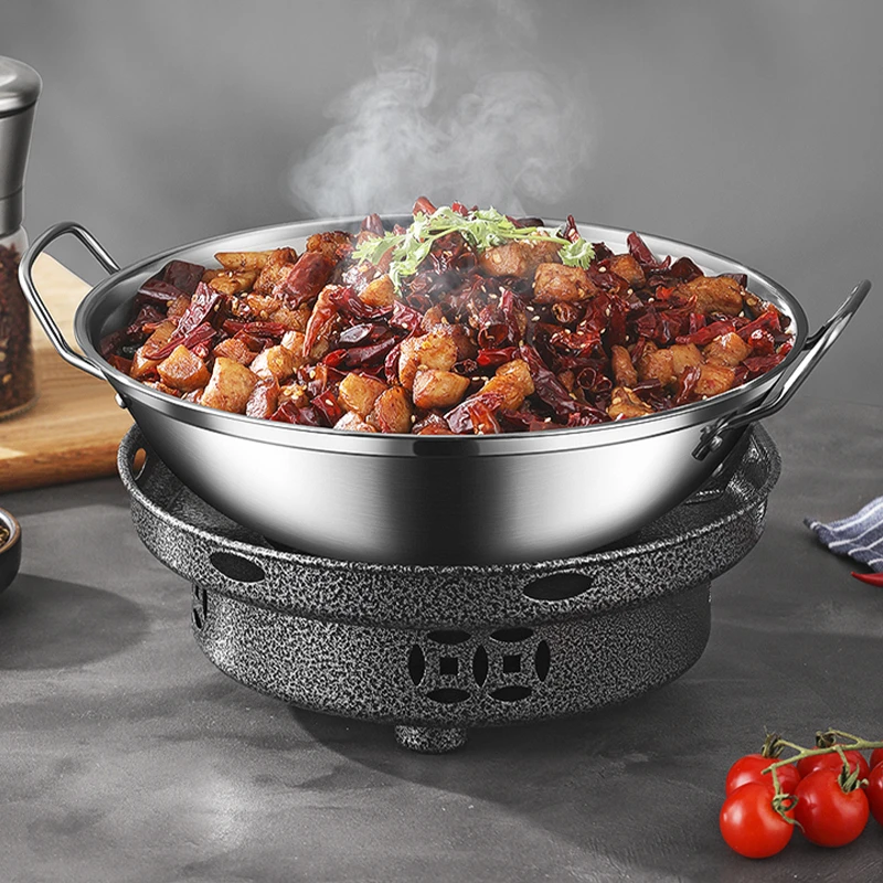 不锈钢加厚酒精锅家用户外新型酒精火锅炉干锅专用锅酒精炉小火锅