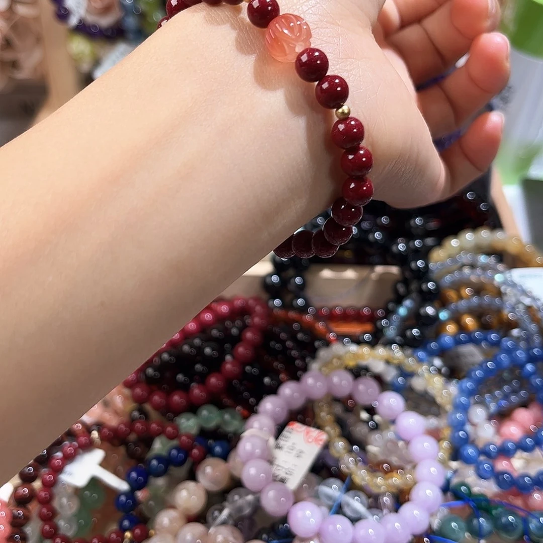 烟晶手链未镶嵌E**✨朱砂南红901