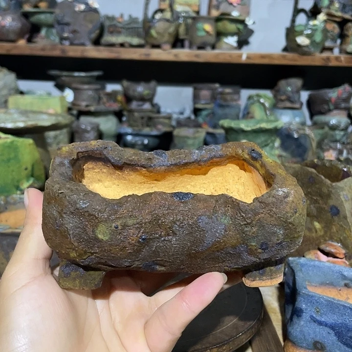手工粗陶高温花盆