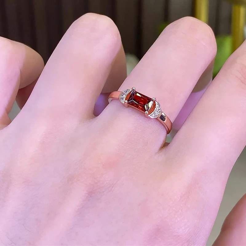 【红玫瑰】4x6mm人工橘红色宝轻奢镶嵌石榴高级简约秋冬