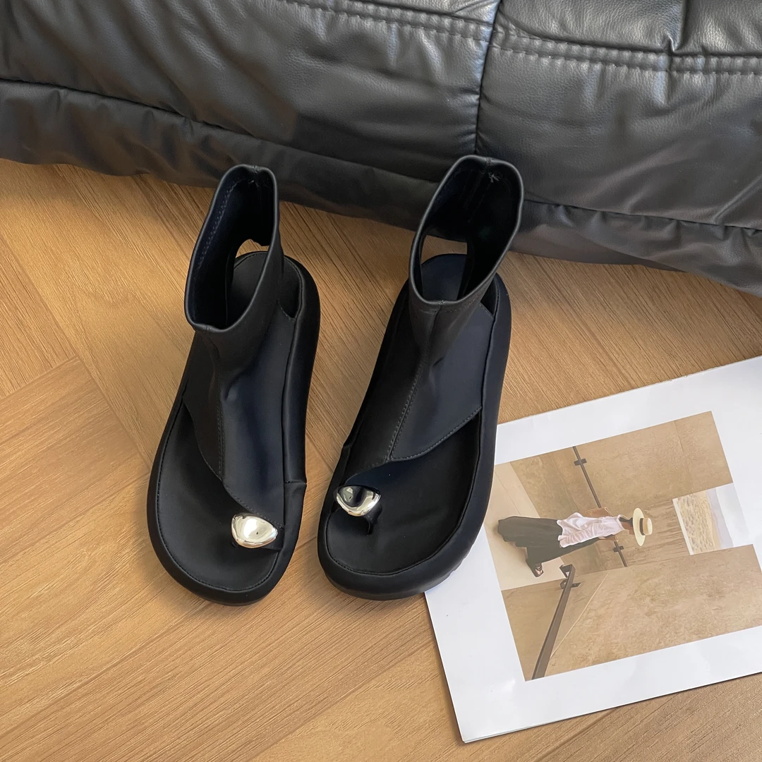 QIAODADA【瘦瘦靴】夏季新款外穿露趾复古简约休闲凉靴｜5cm