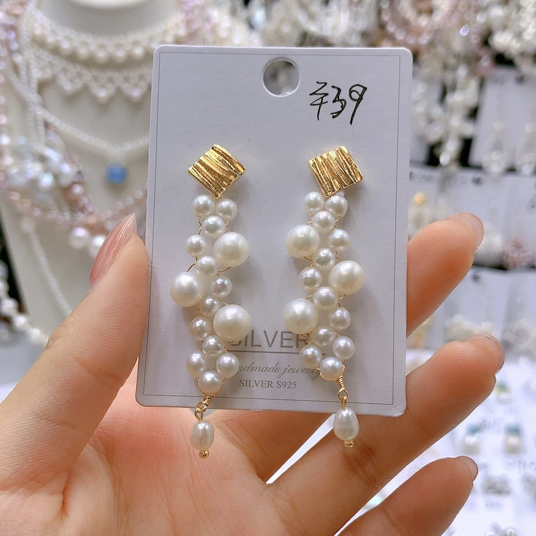 银S925镶嵌耳饰淡水珍珠