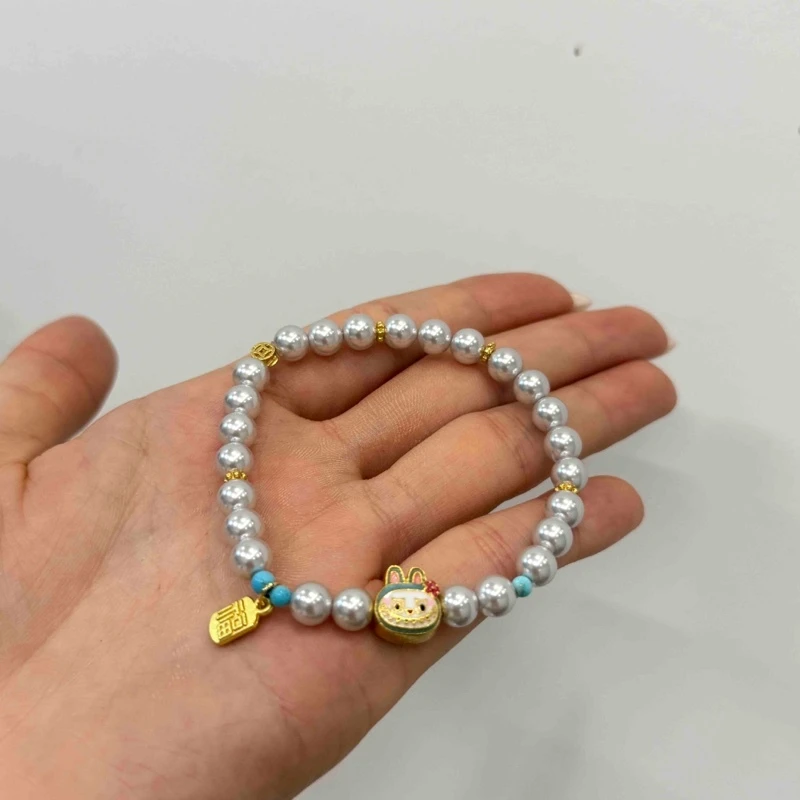 【魏来意】镀K金 卡通澳白色手串-6-10-3mm