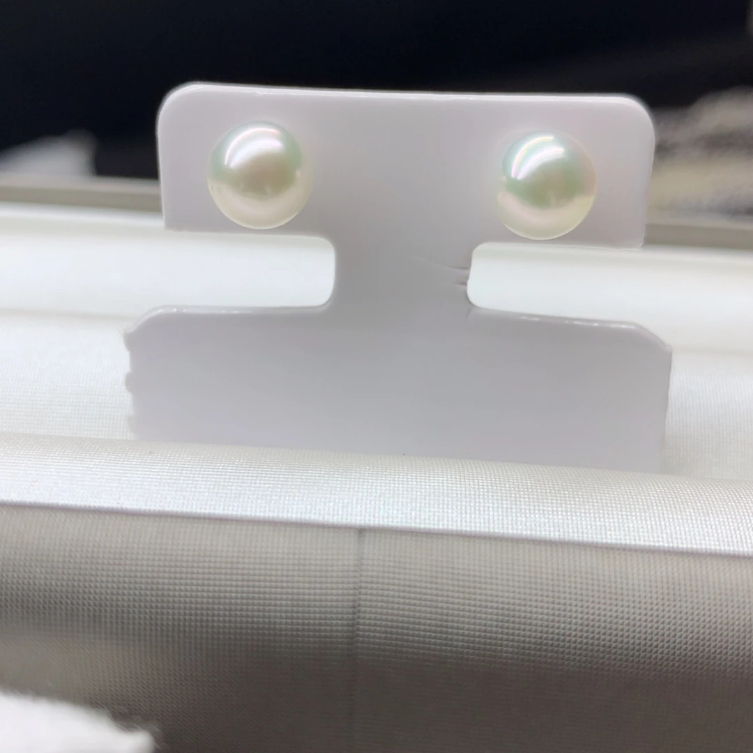 18K金镶嵌海水珍珠耳饰7-7.5mm海水珍珠耳钉