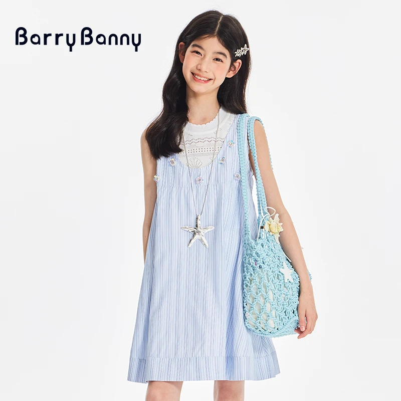 BarryBanny女童连衣裙2025夏季新款儿童背心裙设计感洋气女童衣服