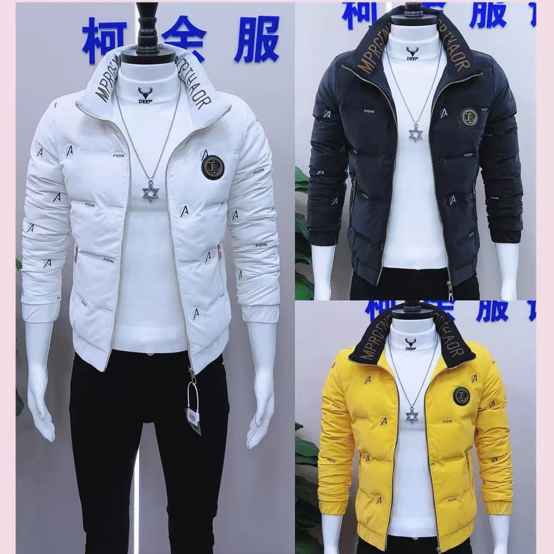 冬季时尚潮流新款男士字母立领印花棉衣棉服外套休闲百搭棉衣1928