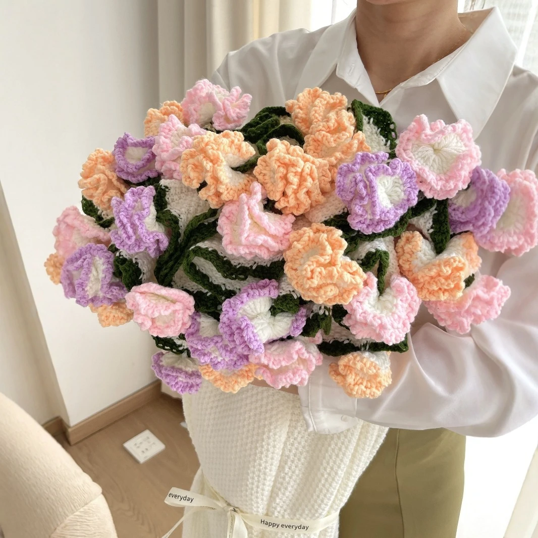 【成品花束康乃馨】手工花束毯子编织毛线花毯创意教师母亲节礼物