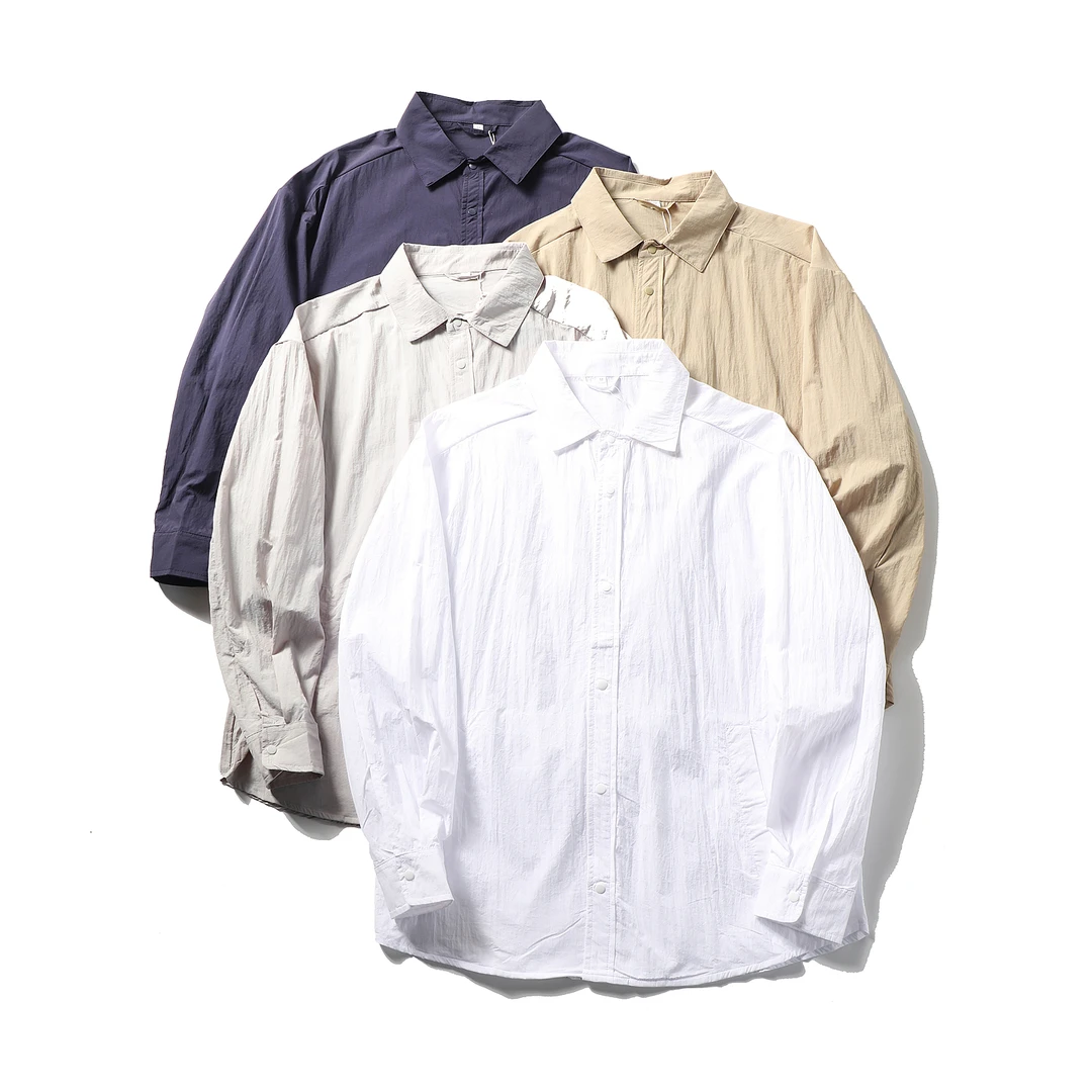 薄如蝉翼！夏季男士轻量化防水透气纯色休闲防晒长袖衬衫皮肤衣