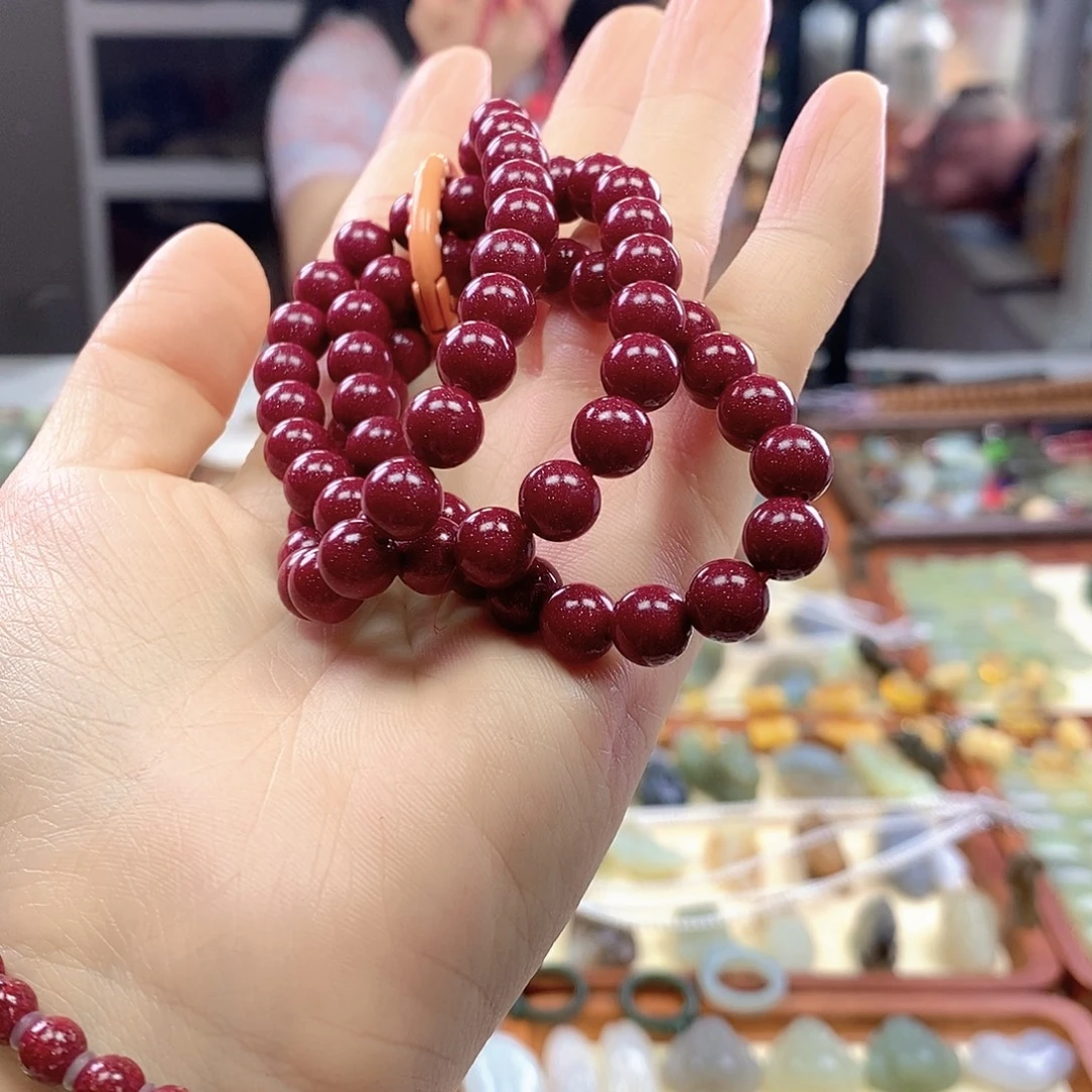 天然辰砂朱砂紫金沙手串