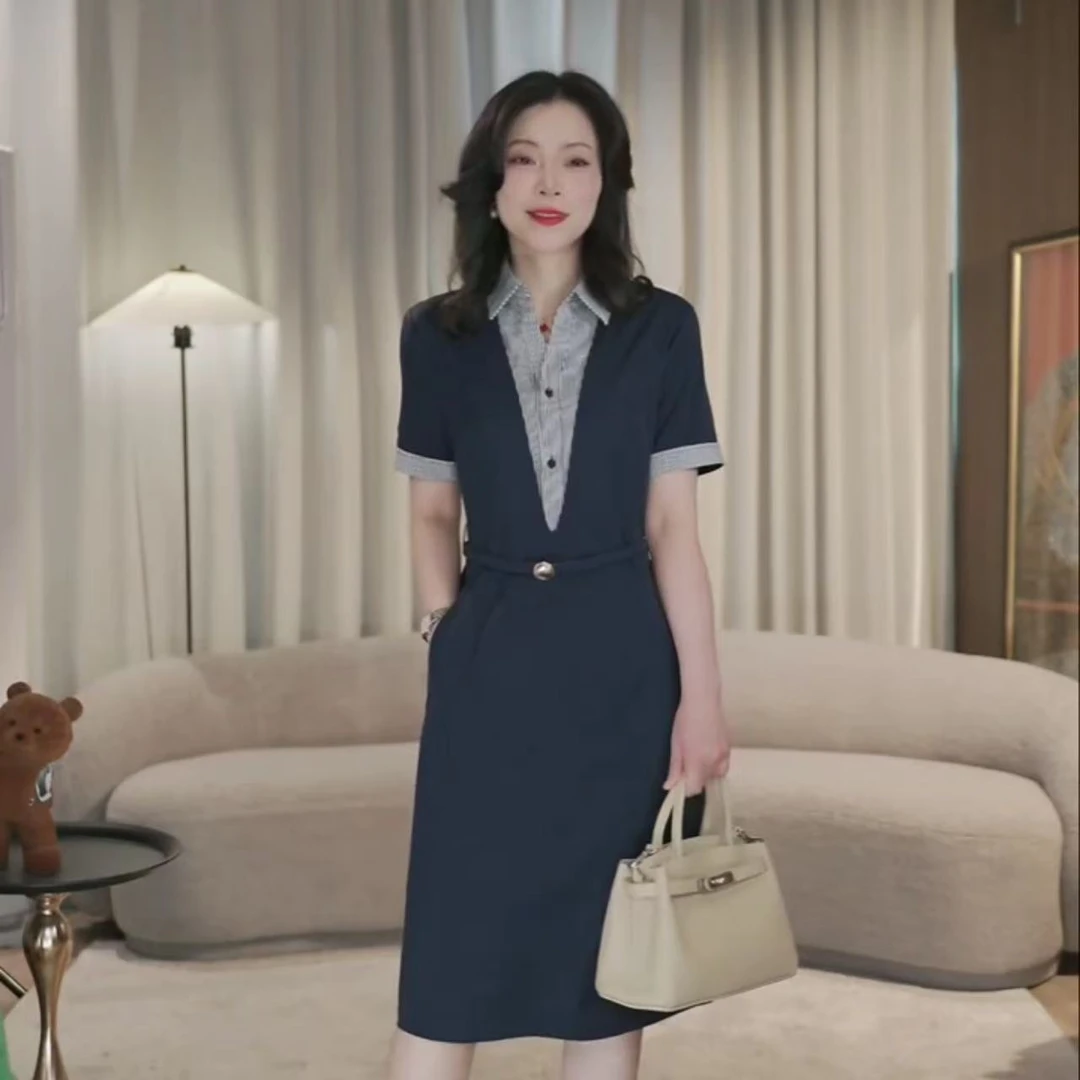 【断码清仓】条纹拍拼接假两件连衣裙