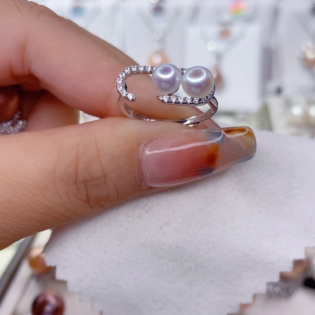 戒指淡水珍珠银S925镶嵌