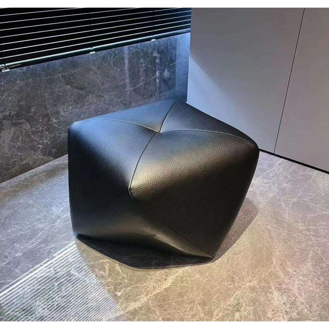 网红沙发八角凳家用客厅脚踏矮凳轻奢高级感实木入户换鞋凳