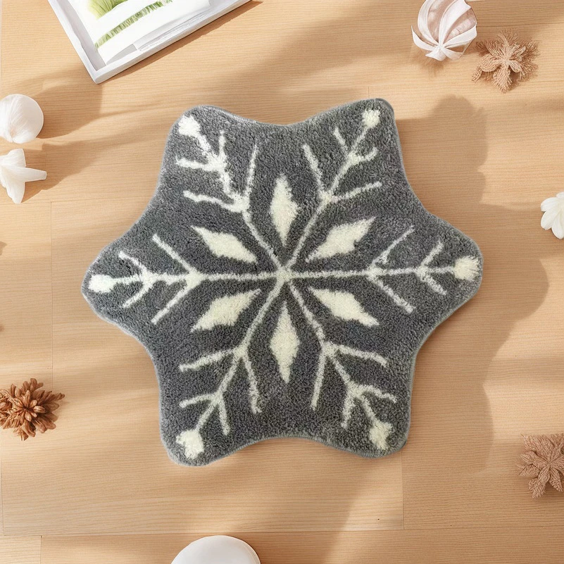 雪花植绒异形地垫地毯60*60厘米