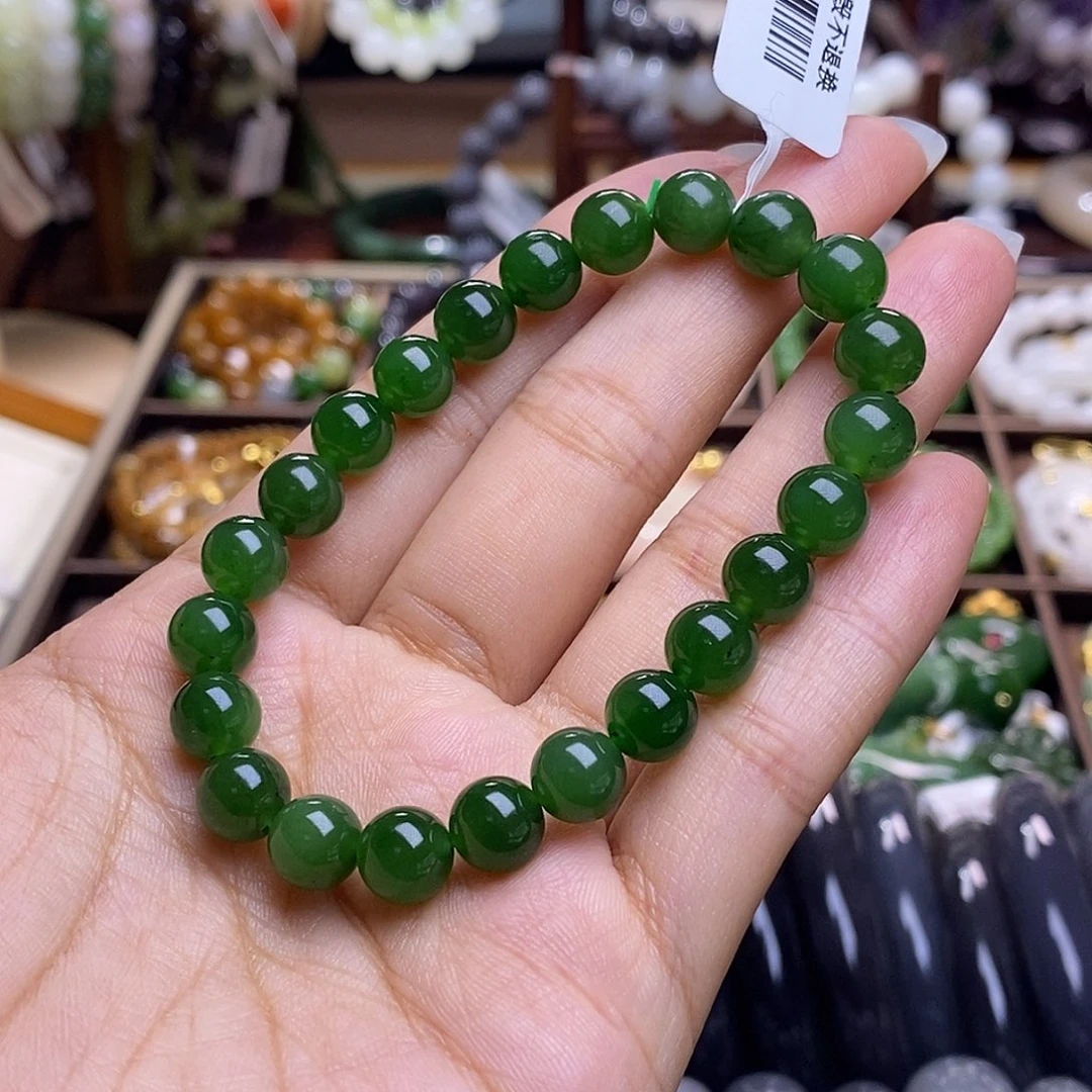 颈饰未镶嵌和田玉毕业级老坑料碧玉七号矿手链8m