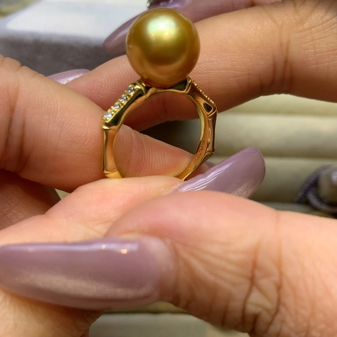 银S925镶嵌戒指海水珍珠