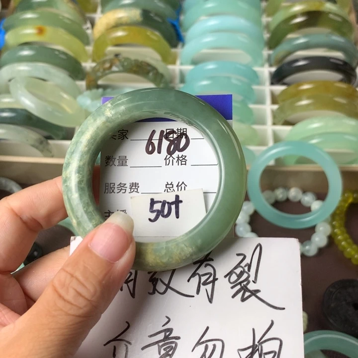 未镶嵌蛇纹石玉手镯6180