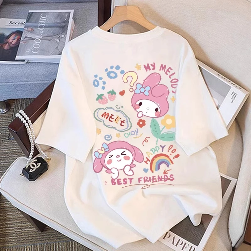 白色短袖t恤女2025夏季新款宽松大码半袖体恤设计感小众大版上衣