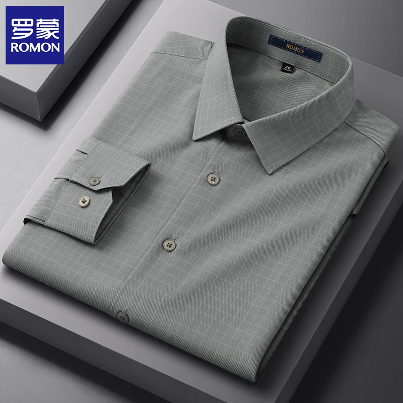 罗蒙修身衬衣男款长袖易打理高级感痞帅男装商务轻奢男士衬衫抗皱