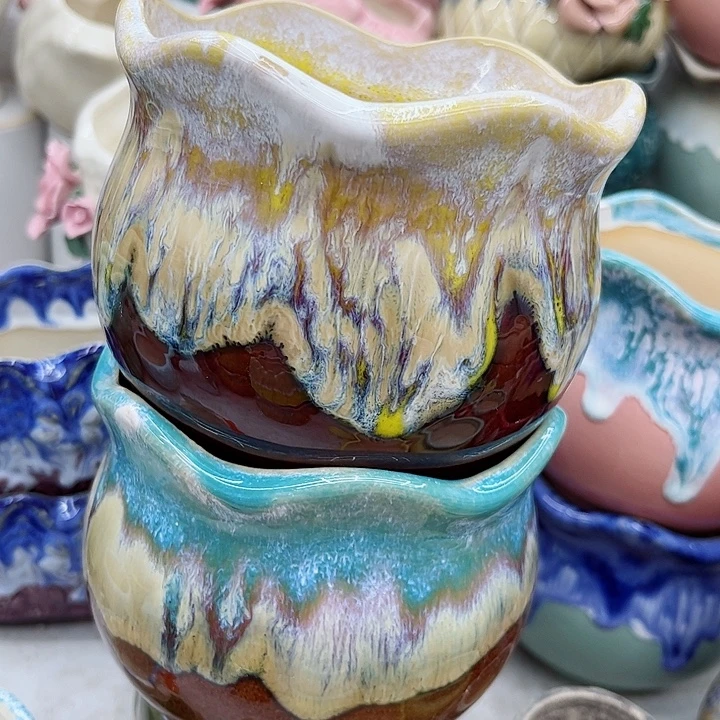 多肉绿植陶瓷花盆9.9包邮，有孔